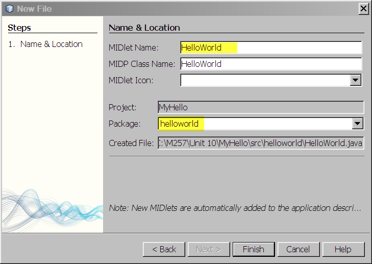Screengrab of NetBeans New File wizard