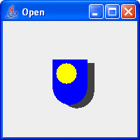 A drawing of the OU logo with the 'O' coloured yellow and the 'U' coloured blue, casting a shadow giving an above the background effect.